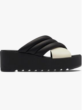Sorel Cameron Puff Flatform Slide Sandals Black Platform Slides Size 8